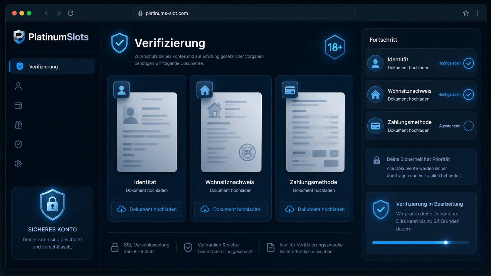 Verifizierung und angeforderte Dokumente