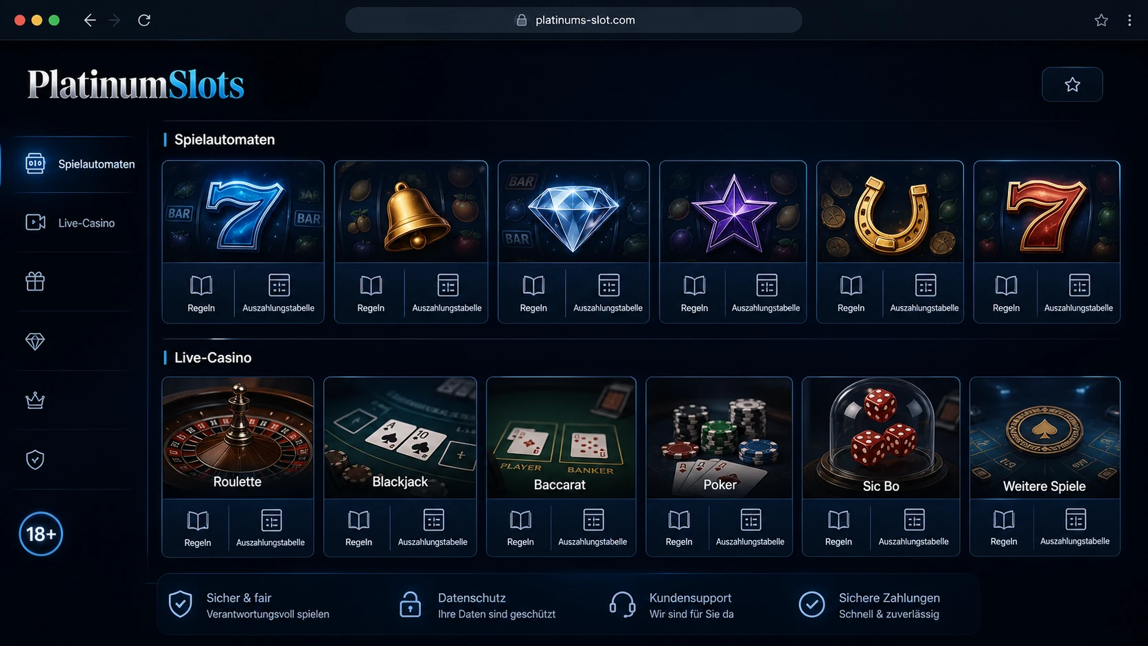 Spielautomaten und Live-Casino